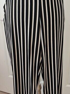 Black & White Vertical Stripe Wide-Leg Pants Size 1X